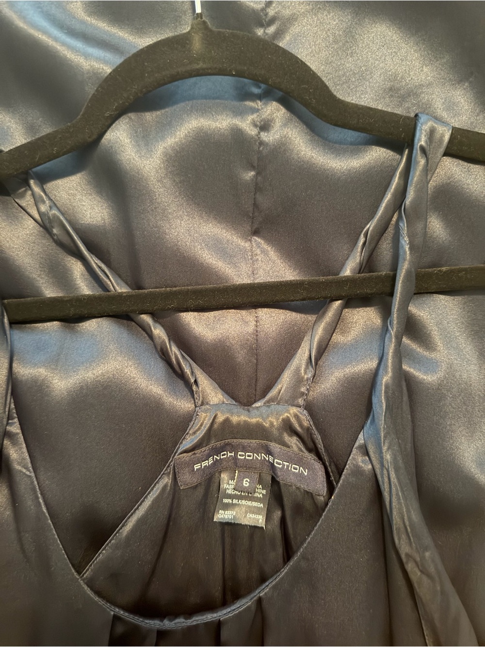 French Connection Black Satin Slip with Racerback Straps - Picture 2 of 3